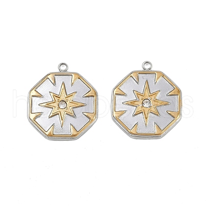 304 Stainless Steel Rhinestone Pendants STAS-L290-68GP-1