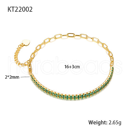 Simple and Stylish S925 Silver Cubic Zirconia Link Bracelets TO2036-4-1