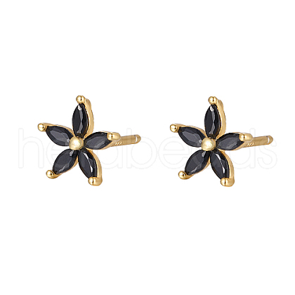 Cubic Zirconia Flower Stud Earrings FY1254-2-1