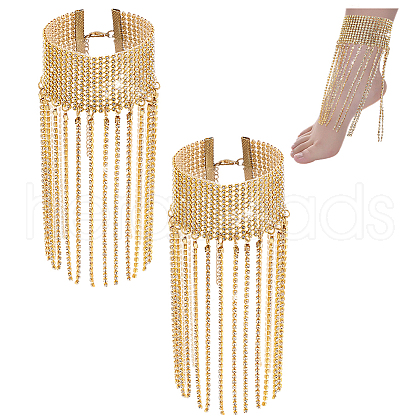 Brass Rhinestone Anklets AJEW-WH0542-75G-1