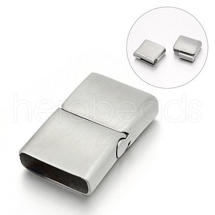 Tarnish Resistant 304 Stainless Steel Rectangle Magnetic Clasps with Glue-in Ends STAS-E089-73P-1