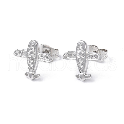 Non-Tarnish 304 Stainless Steel Plane Stud Earring Findings EJEW-I285-14P-1