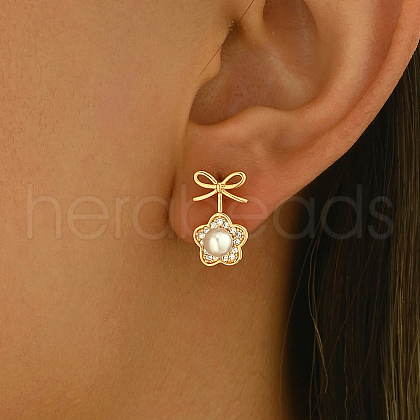 Brass Pave Clear Cubic Zirconia Stud Earrings DP1345-1