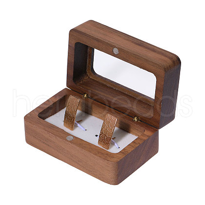 Wooden Couple Rings Box OBOX-WH0019-03B-1