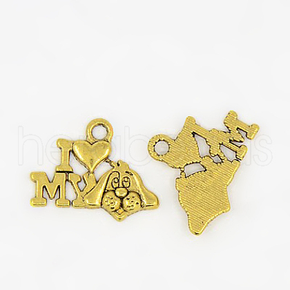 Tibetan Style Alloy Puppy Pendants X-TIBEP-0399-G-LF-1