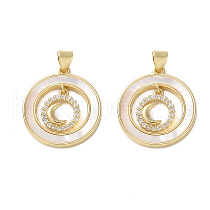Brass Micro Pave Cubic Zirconia Pendants KK-U070-02F-G-1