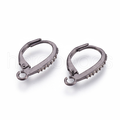 Brass Micro Pave Cubic Zirconia Leverback Earring Findings KK-O106-46B-1