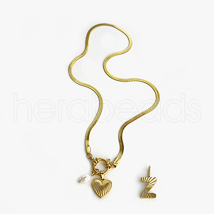 304 Stainless Steel Letter and Heart Pendant Necklaces for Women FS-WG694DF-26-1