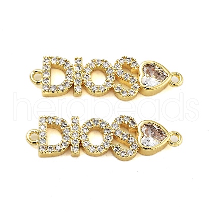 Rack Plating Brass Micro Pave Clear Cubic Zirconia DIOS Links Connector Charms KK-S379-23G-1