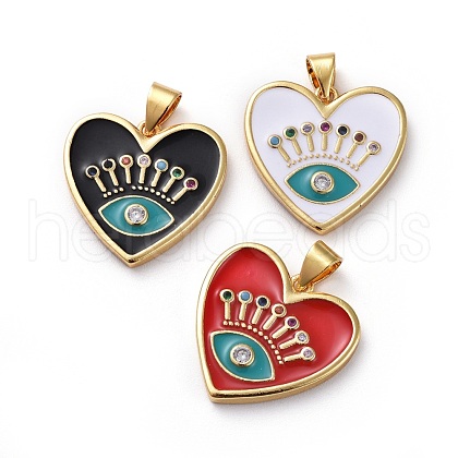 Brass Micro Pave Cubic Zirconia Pendants KK-G363-34G-1