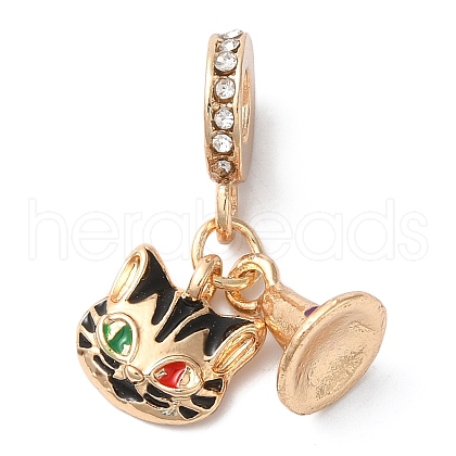 Rack Plating Alloy Crystal Rhinestone European Dangle Charms PALLOY-S189-18G-1