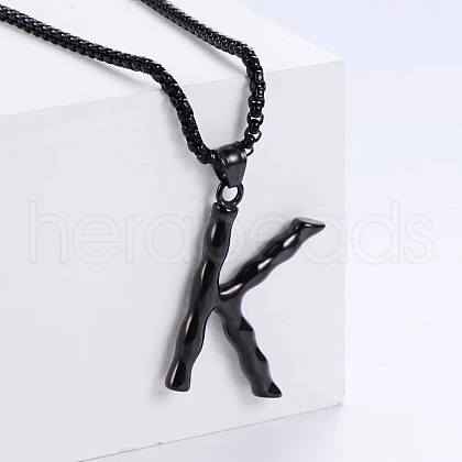 Stylish Stainless Steel Initial Pendant Necklaces SR1473-11-1