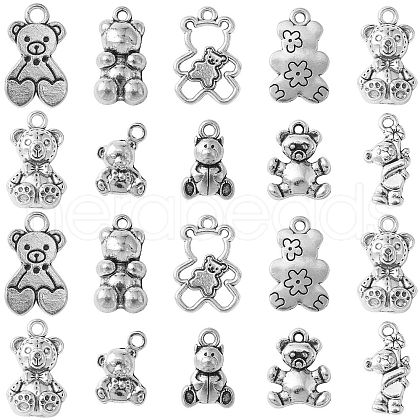 100Pcs 10 Styles Tibetan Style Alloy Pendants TIBEP-CJ0003-11-1