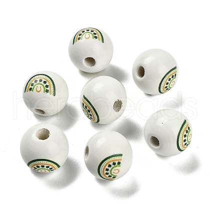 St. Patrick's Day Series Printed Schima Wood European Beads WOOD-V002-01C-1