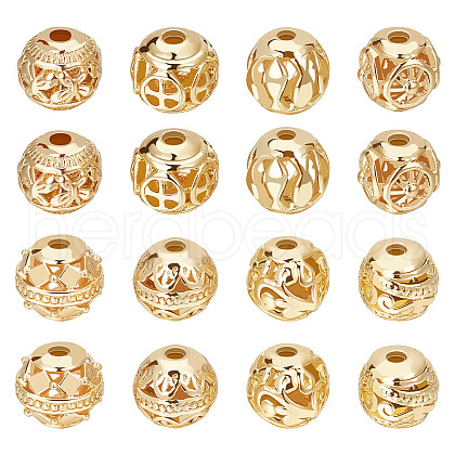 Beebeecraft 32Pcs 8 Style Alloy Hollow Beads PALLOY-BBC0001-05-1