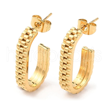 Ion Plating(IP) 304 Stainless Steel Oval Stud Earrings EJEW-A104-28G-1