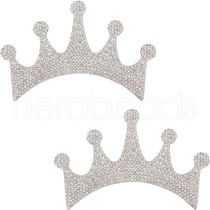 Crown Shape Glass Rhinestone Car Stickers DIY-WH0171-17-1