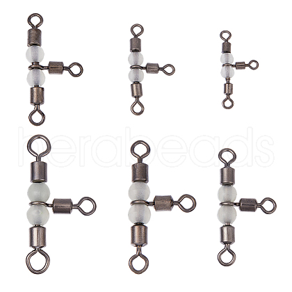 SUPERFINDINGS 30Pcs 6 Styles 3 Way Cross-Line Barrel Fishing Swivels FIND-FH0010-07-1