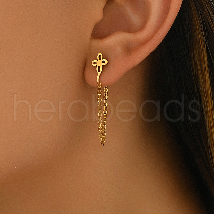 Fashionable and Cute Plated Flower Earrings for Women WP2120-1
