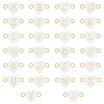 26Pcs 26 Styles Letter A~Z Shell Connector Charms PALLOY-PH01682-1