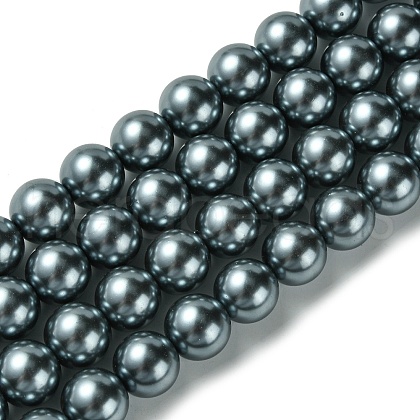 Eco-Friendly Glass Pearl Beads Strands X-HY-A008-14mm-RB077-1