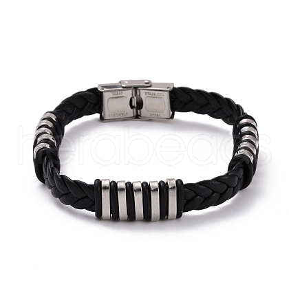 Men's Silicone Cord Braided Cord Bracelet BJEW-M206-01P-1