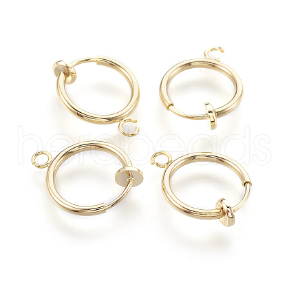 Brass Clip-on Hoop Earrings X-KK-L169-06G-1