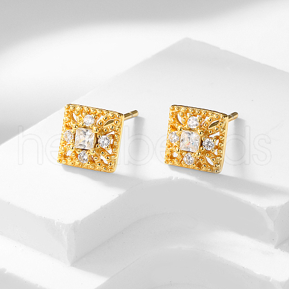 S925 Sterling Silver Square Stud Earrings RM2306-1-1