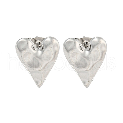 Non-Tarnish Heart 304 Stainless Steel Ear Studs EJEW-L290-025P-1