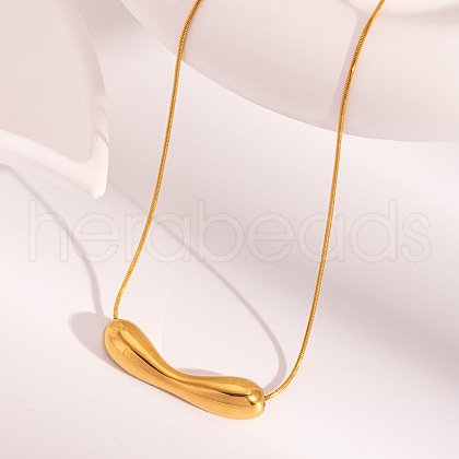 Elegant Stainless Steel Peanut-Shaped Pendant Necklaces PE9238-1-1