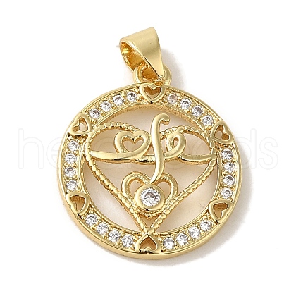 Rack Plating Brass Micro Pave Clear Cubic Zirconia Pendants KK-P267-11G-G-1