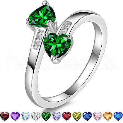 Heart 304 Stainless Steel with Cubic Zirconia Cuff Rings FS-WG2909F-13-1