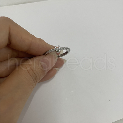 Brass Micro Pave Clear Cubic Zirconia Finger Rings FS-WGE303B-47-1