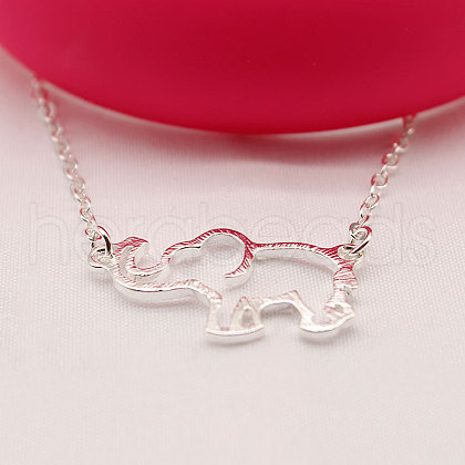 Elephant Alloy Pendant Necklaces FS-WGCC7EA-02-1