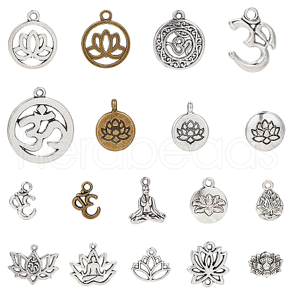 SUNNYCLUE Tibetan Style Alloy Yoga Theme Pendants TIBE-SC0002-01-1