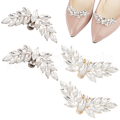GOMAKERER 4Pcs 2 Colors Wing Alloy Rhinestone Shoe Decoration FIND-GO0002-27-1