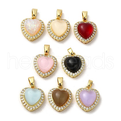 Rack Plating Brass Cubic Zirconia Pendants KK-K274-01G-1