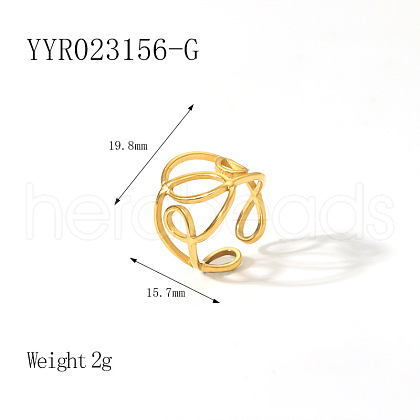 Vintage Stainless Steel Open Cuff Rings Simple Luxury Fashion Accessory DJ6365-9-1