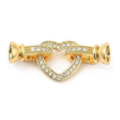 Rack Plating Brass Pave Clear Cubic Zirconia Fold Over Clasps KK-Q781-08G-1