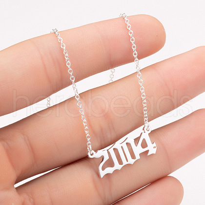 2004 Birth Year Number 201 Stainless Steel Pendant Cable Chain Necklaces FS-WGB5F08-37-1