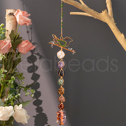 Copper Wire Wrap Bird Pendant Decorations PW-WG21823-01-1