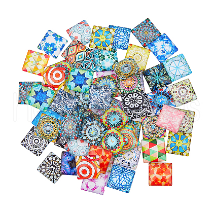 DICOSMETIC Mosaic Printed Glass Cabochons GGLA-DC0001-03B-1