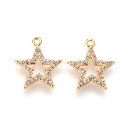 Brass Micro Pave Cubic Zirconia Pendants KK-F809-09G-1