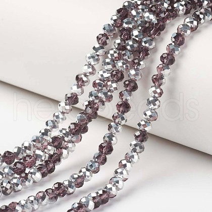 Electroplate Transparent Glass Beads Strands EGLA-A034-T8mm-M14-1