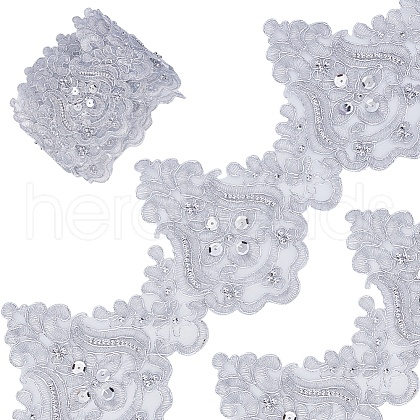 3 Yards Polyester Embroidery Flower Ribbon OCOR-WH20001-86A-1