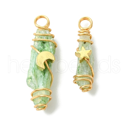 2Pcs Electroplated Natural Quartz Crystal Dyed Copper Wire Wrapped Pendants PALLOY-JF03172-01-1