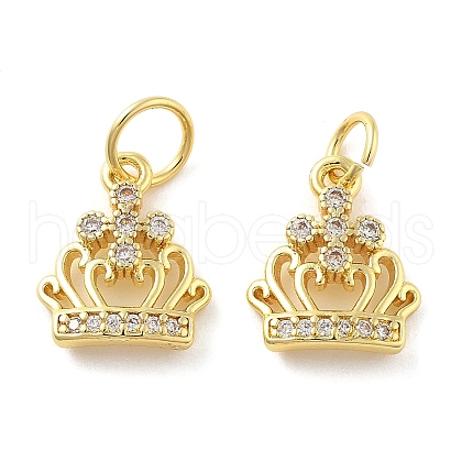 Brass Micro Pave Cubic Zirconia Pendants KK-C092-15G-1