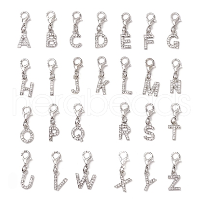26Pcs 26 Styles Alloy Crystal Rhinestone Pendant Decorations HJEW-JM03172-02-1