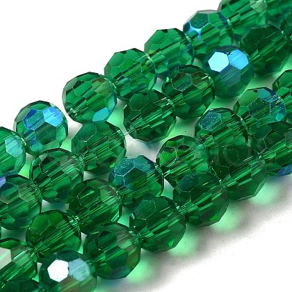 Electroplate Transparent Glass Beads Strands EGLA-A035-T8mm-L18-1