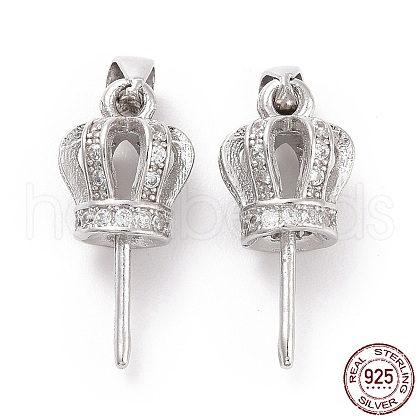 Rhodium Plated 925 Sterling Silver Cup Peg Bails X-STER-D035-45P-1